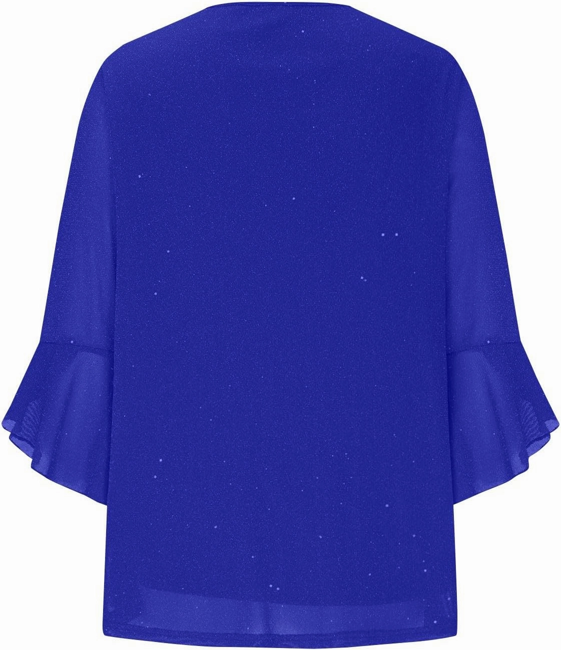 Sequin Tops for Women Ruffle 3/4 Sleeve Glitter Sparkly Tops Crew Neck Party Shirts Elegant Double Layers Mesh Tunic Tops