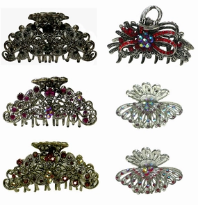 Set of 6 JCGY Jaw Clips Metal Hair Claws 3 Unique Styles RW86410-6132-6colors