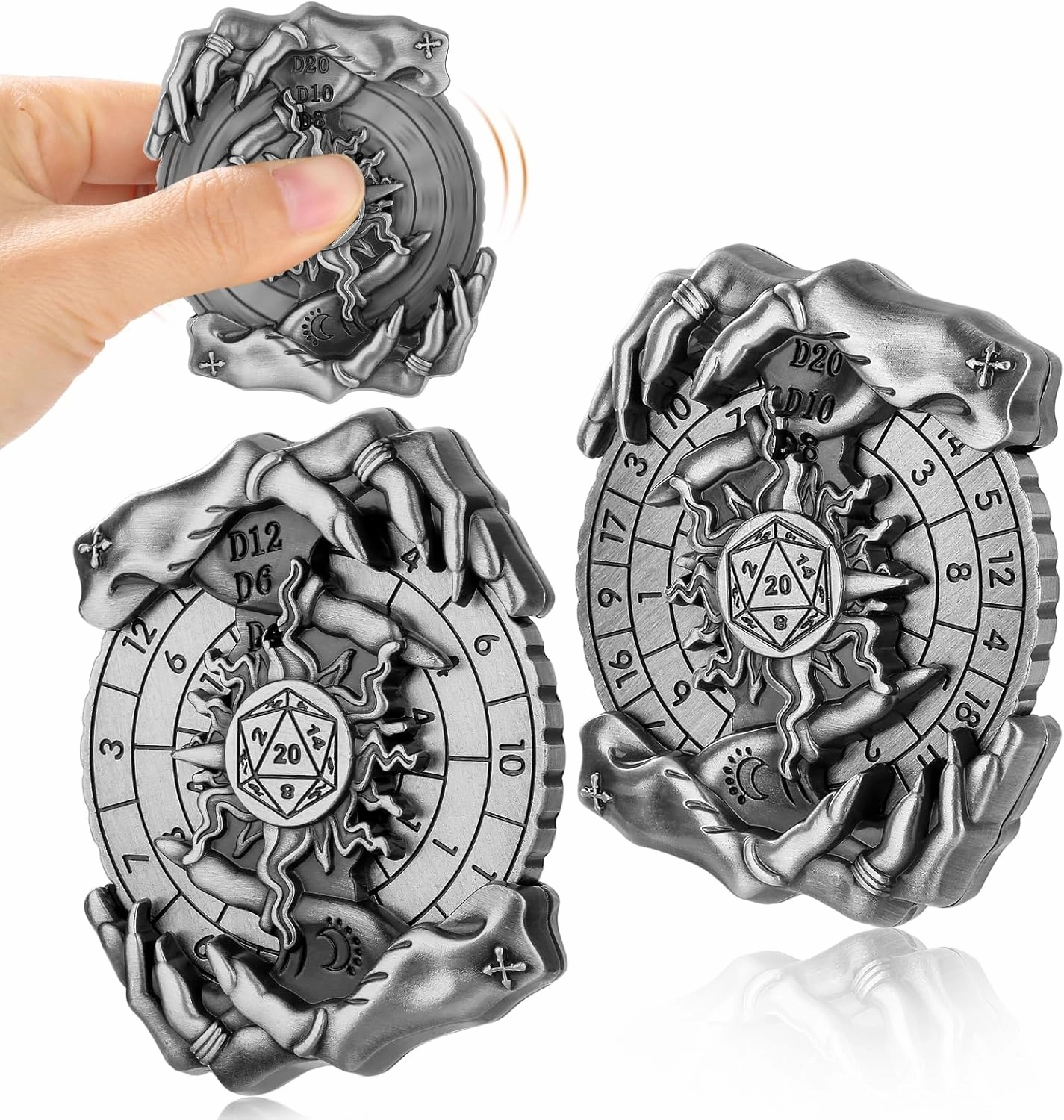 Shadow Claws Roulette Dice Spinner for DND Dice Set, 7-in-1 Dragon Metallic D&D Dice with Gift Case for Dungeons and Dragon Game, RPG Role Playing Table Game Gifts (Black)