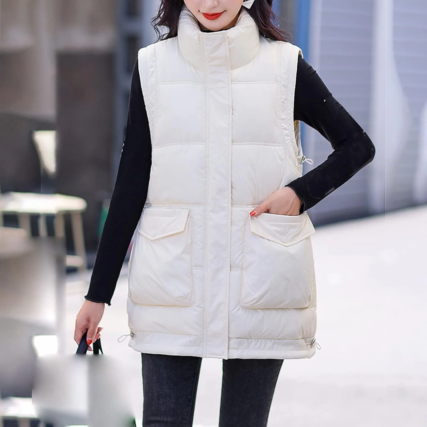 SHAOBGE Long Winter Coat Down Women Leisure Cotton Padded Jacket Tank Top Take Cotton Vest Coat of Bread Thin Down
