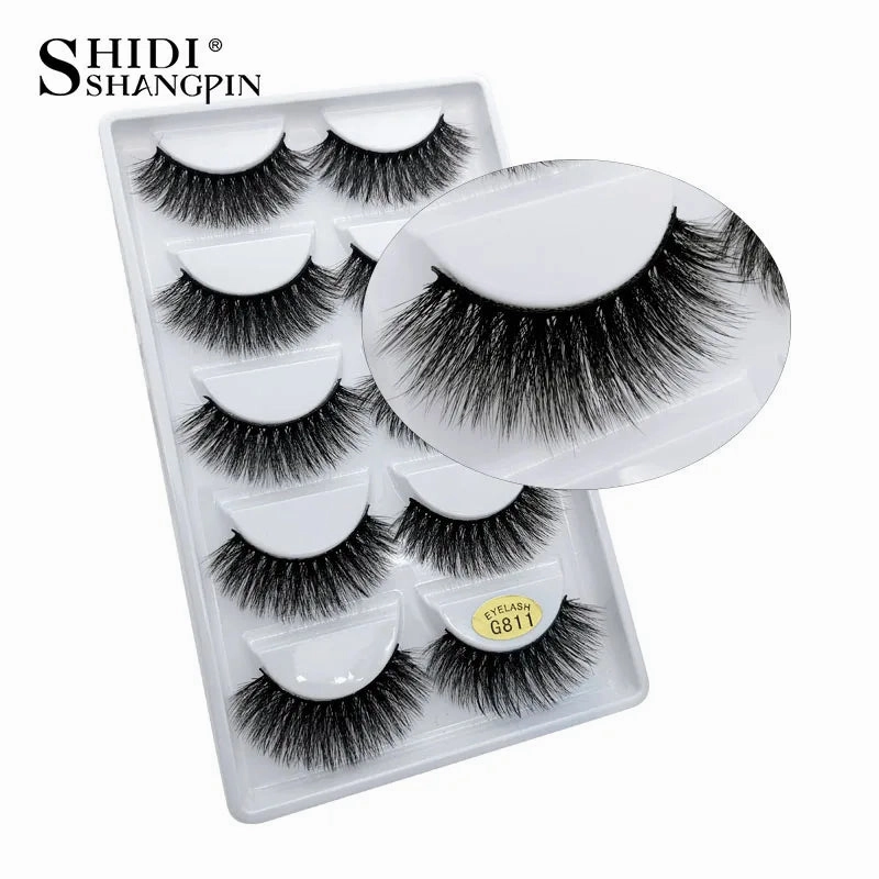 SHIDISHANGPIN 5 pairs mink eyelashes false eyelashes natural false lashes 3d mink lashes 3d lashes mink faux cils cilios G806