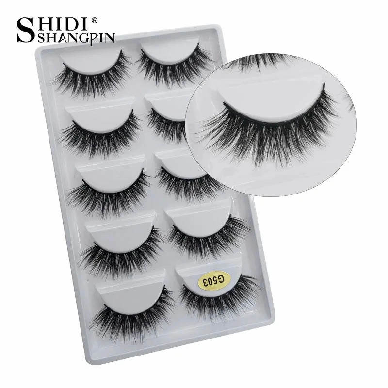 SHIDISHANGPIN 5 pairs mink eyelashes false eyelashes natural false lashes 3d mink lashes 3d lashes mink faux cils cilios G806