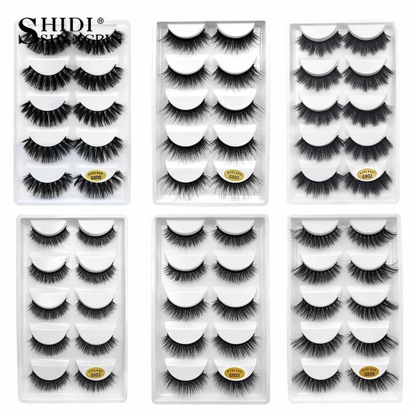 SHIDISHANGPIN 5 pairs mink eyelashes false eyelashes natural false lashes 3d mink lashes 3d lashes mink faux cils cilios G806