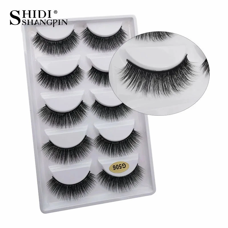 SHIDISHANGPIN 5 pairs mink eyelashes false eyelashes natural false lashes 3d mink lashes 3d lashes mink faux cils cilios G806