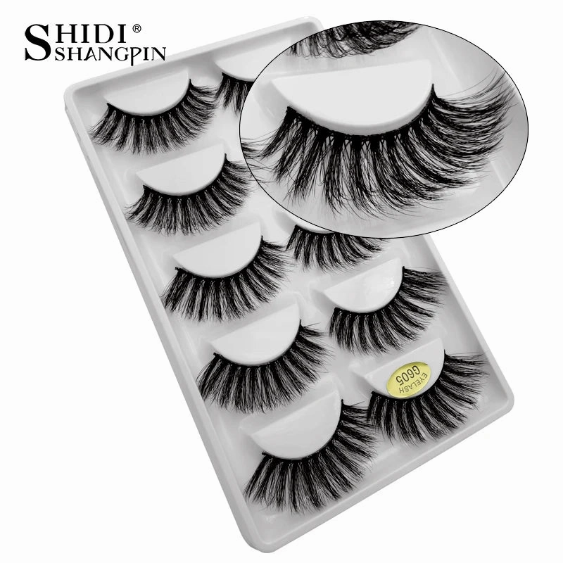 SHIDISHANGPIN 5 pairs mink eyelashes false eyelashes natural false lashes 3d mink lashes 3d lashes mink faux cils cilios G806