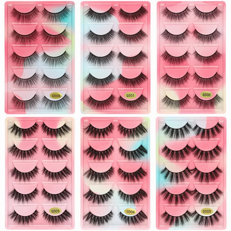 SHIDISHANGPIN 5 pairs mink eyelashes false eyelashes natural false lashes 3d mink lashes 3d lashes mink faux cils cilios G806