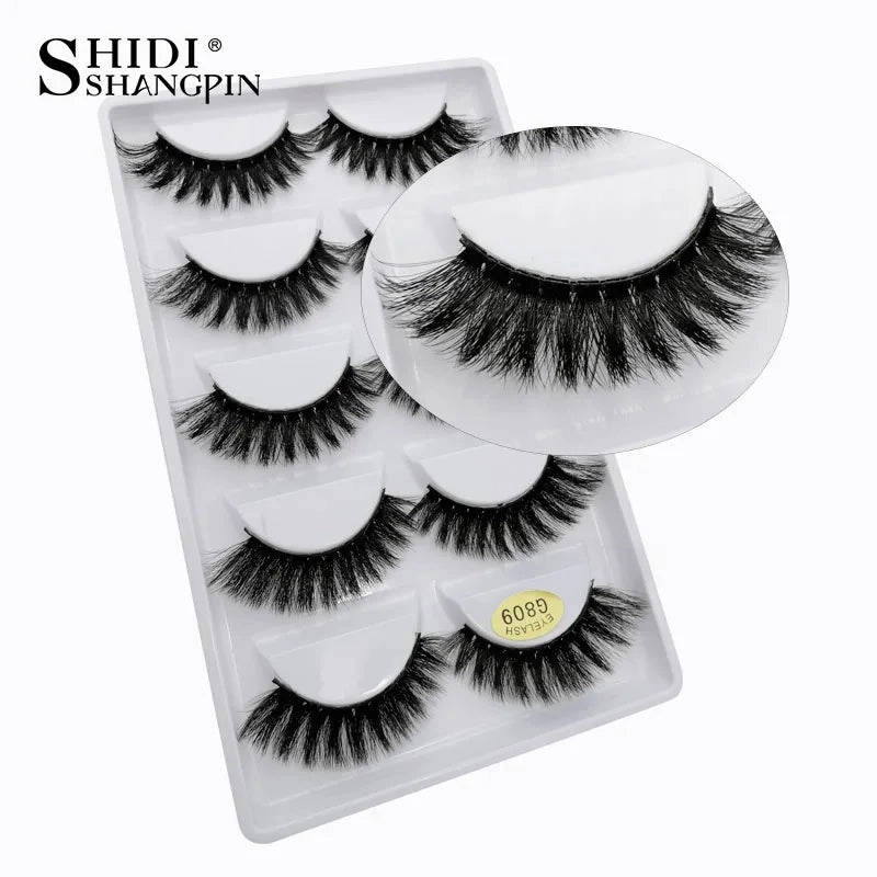 SHIDISHANGPIN 5 pairs mink eyelashes false eyelashes natural false lashes 3d mink lashes 3d lashes mink faux cils cilios G806