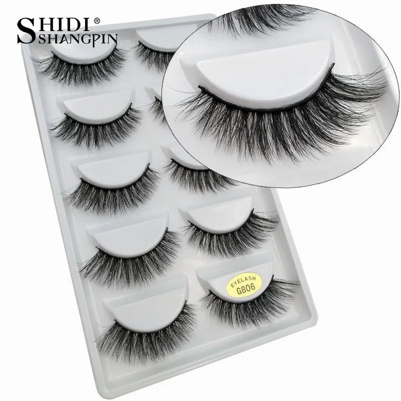 SHIDISHANGPIN 5 pairs mink eyelashes false eyelashes natural false lashes 3d mink lashes 3d lashes mink faux cils cilios G806
