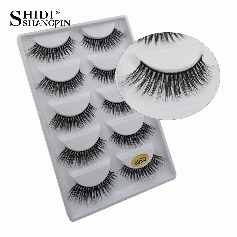 SHIDISHANGPIN 5 pairs mink eyelashes false eyelashes natural false lashes 3d mink lashes 3d lashes mink faux cils cilios G806