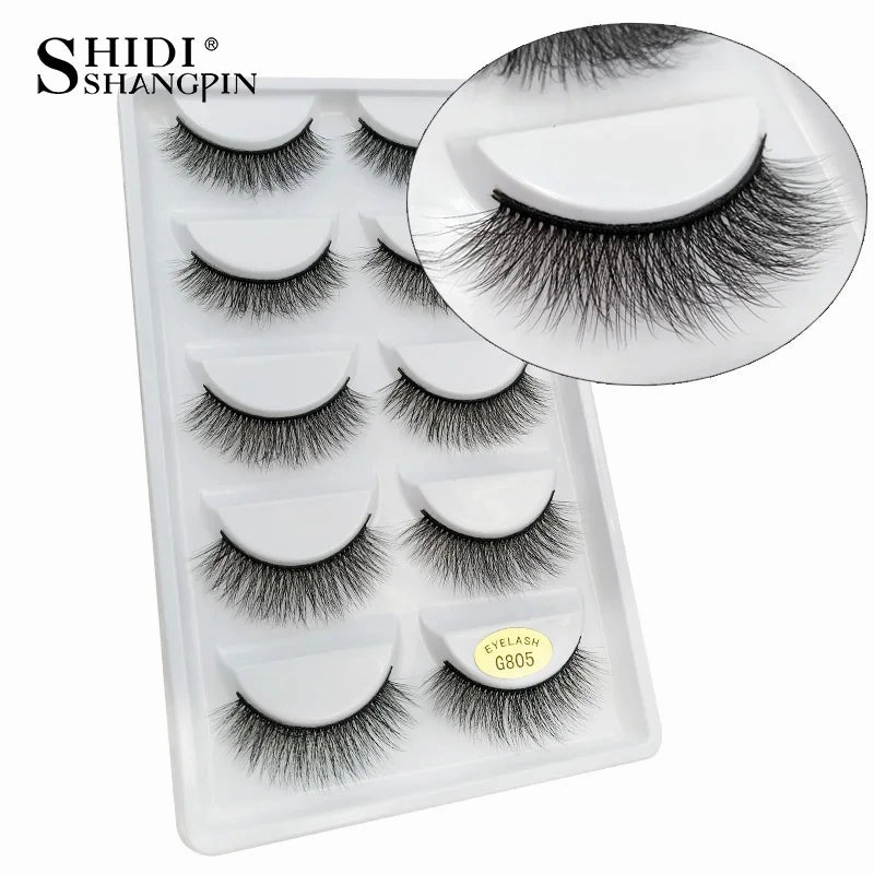 SHIDISHANGPIN 5 pairs mink eyelashes false eyelashes natural false lashes 3d mink lashes 3d lashes mink faux cils cilios G806