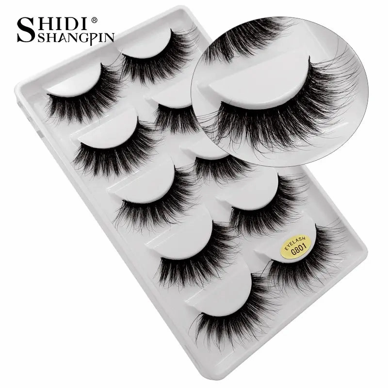 SHIDISHANGPIN 5 pairs mink eyelashes false eyelashes natural false lashes 3d mink lashes 3d lashes mink faux cils cilios G806