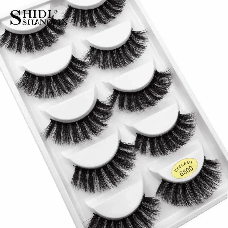 SHIDISHANGPIN 5 pairs mink eyelashes false eyelashes natural false lashes 3d mink lashes 3d lashes mink faux cils cilios G806