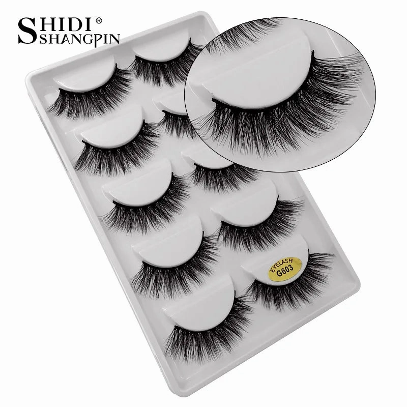 SHIDISHANGPIN 5 pairs mink eyelashes false eyelashes natural false lashes 3d mink lashes 3d lashes mink faux cils cilios G806