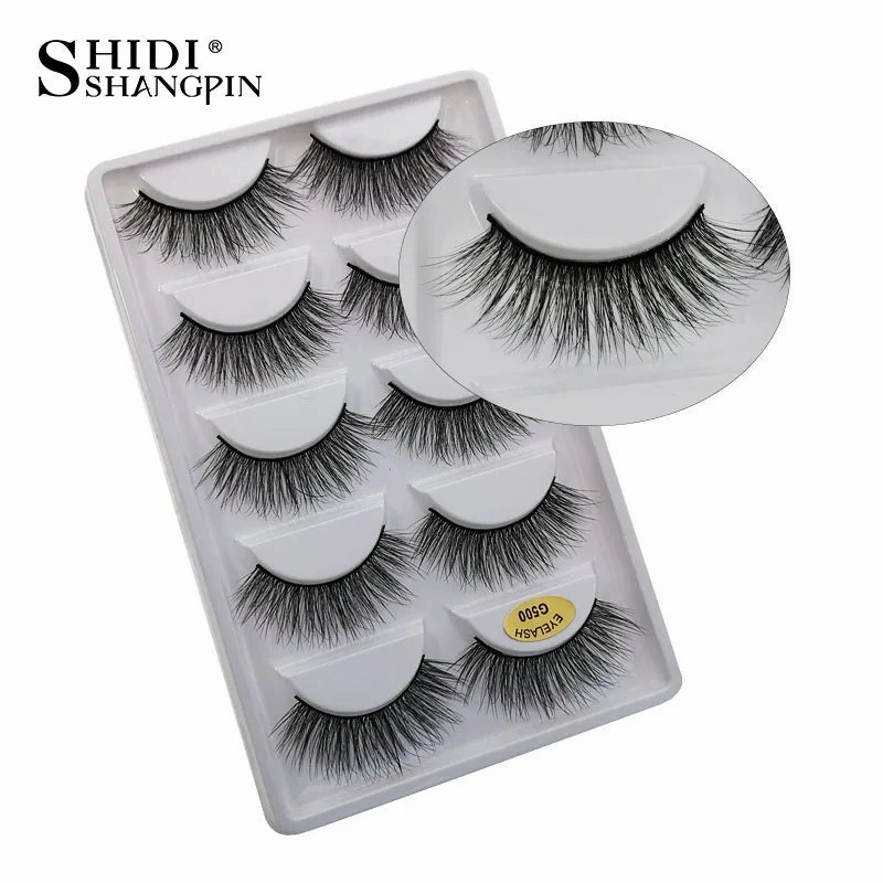 SHIDISHANGPIN 5 pairs mink eyelashes false eyelashes natural false lashes 3d mink lashes 3d lashes mink faux cils cilios G806
