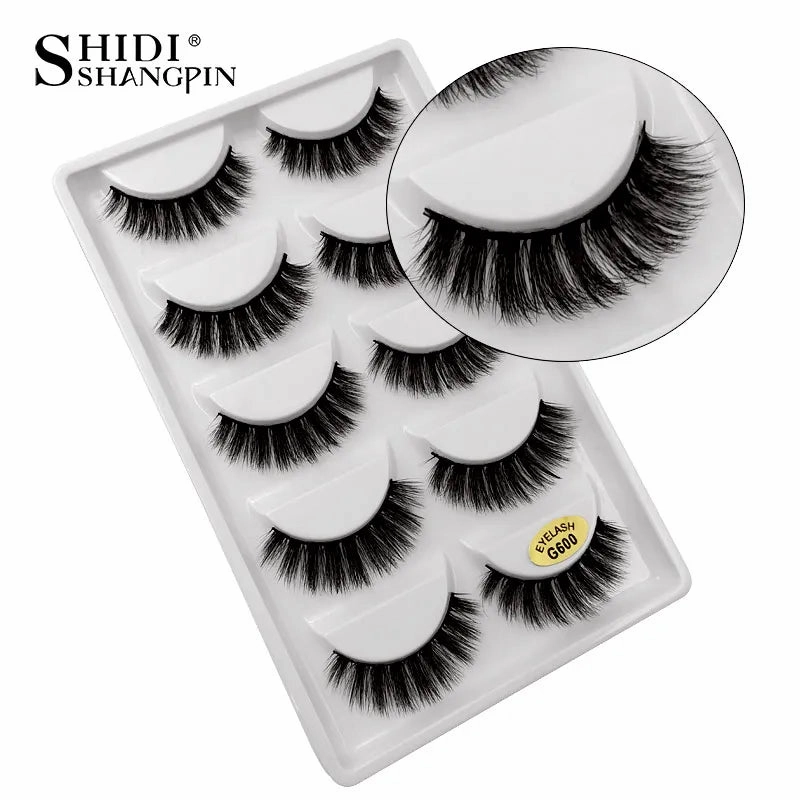SHIDISHANGPIN 5 pairs mink eyelashes false eyelashes natural false lashes 3d mink lashes 3d lashes mink faux cils cilios G806