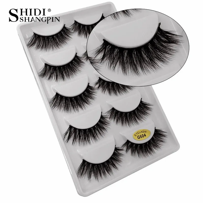 SHIDISHANGPIN 5 pairs mink eyelashes false eyelashes natural false lashes 3d mink lashes 3d lashes mink faux cils cilios G806