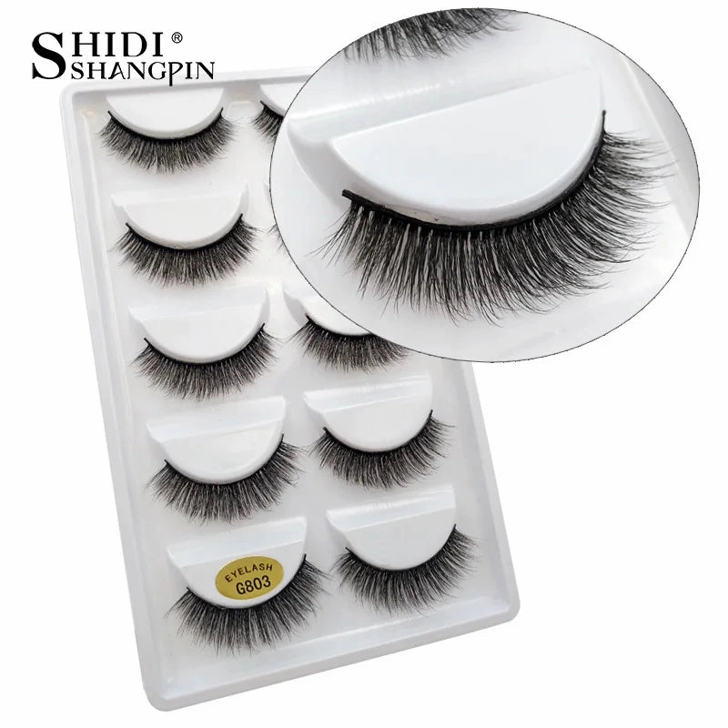SHIDISHANGPIN 5 pairs mink eyelashes false eyelashes natural false lashes 3d mink lashes 3d lashes mink faux cils cilios G806