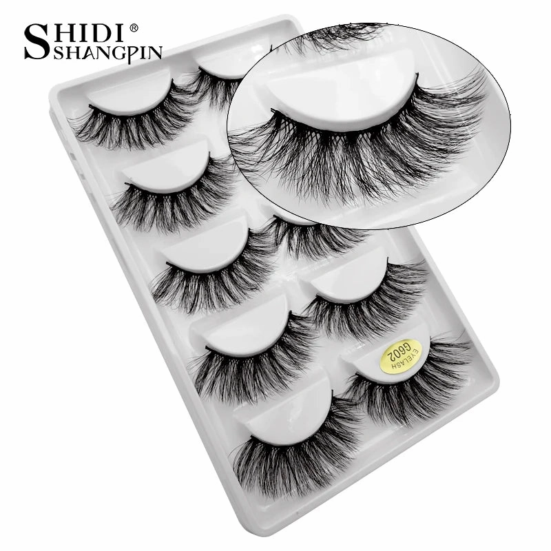 SHIDISHANGPIN 5 pairs mink eyelashes false eyelashes natural false lashes 3d mink lashes 3d lashes mink faux cils cilios G806