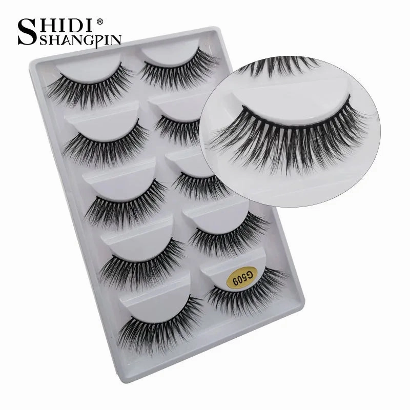 SHIDISHANGPIN 5 pairs mink eyelashes false eyelashes natural false lashes 3d mink lashes 3d lashes mink faux cils cilios G806