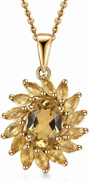 SHOP LC DELIVERING JOY Premium Heliodor, Yellow Sapphire 2.70 ctw Sunflower Glow Pendant Necklace in 18K Vermeil Yellow Gold Plated Sterling Silver 20 Inches Birthday Gifts