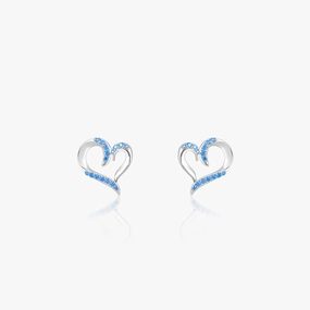 Silver Dewy Heart Studs