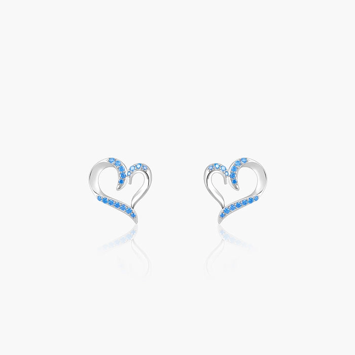 Silver Dewy Heart Studs