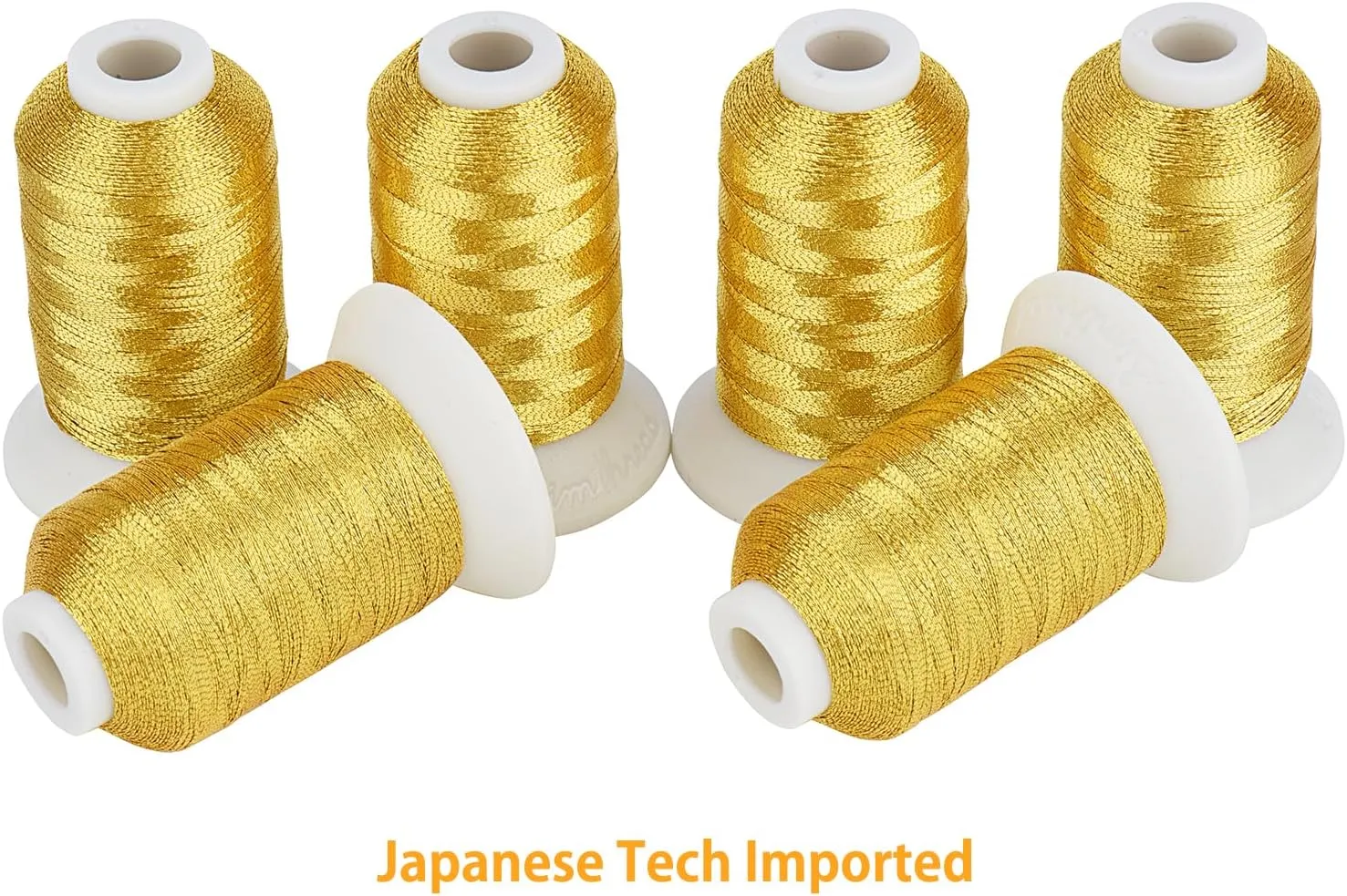 Simthread 6 Gold Metallic Embroidery Machine Thread 500M(550Y) for Embroidery and Decorative Sewing