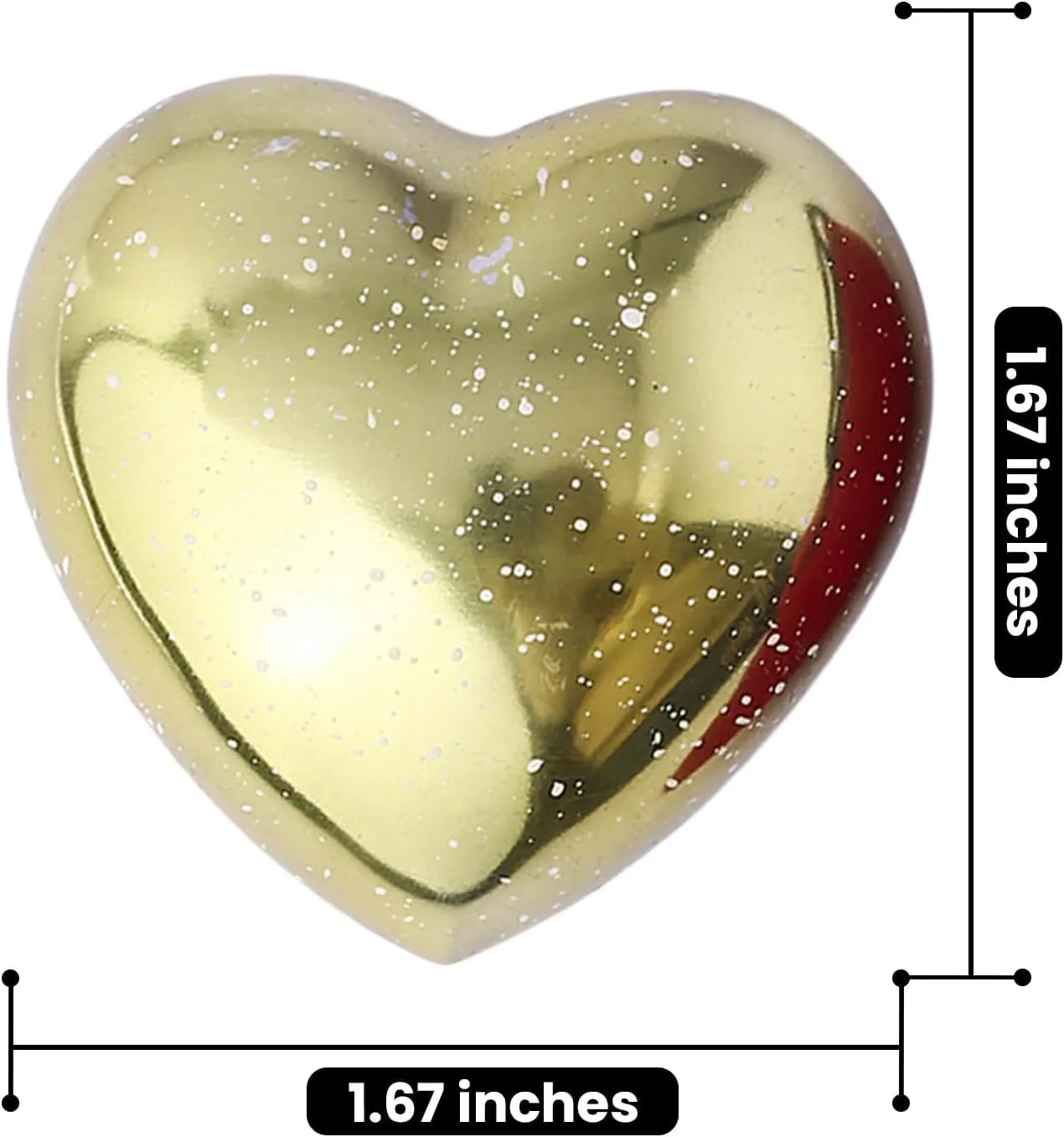 Small Golden Speckled Heart Urn for Human Funeral Ashes | Pack of Mini Heart Urn, Golden Display Stand, Scented Candle, Velvet Carry Bag, a Paper Funnel