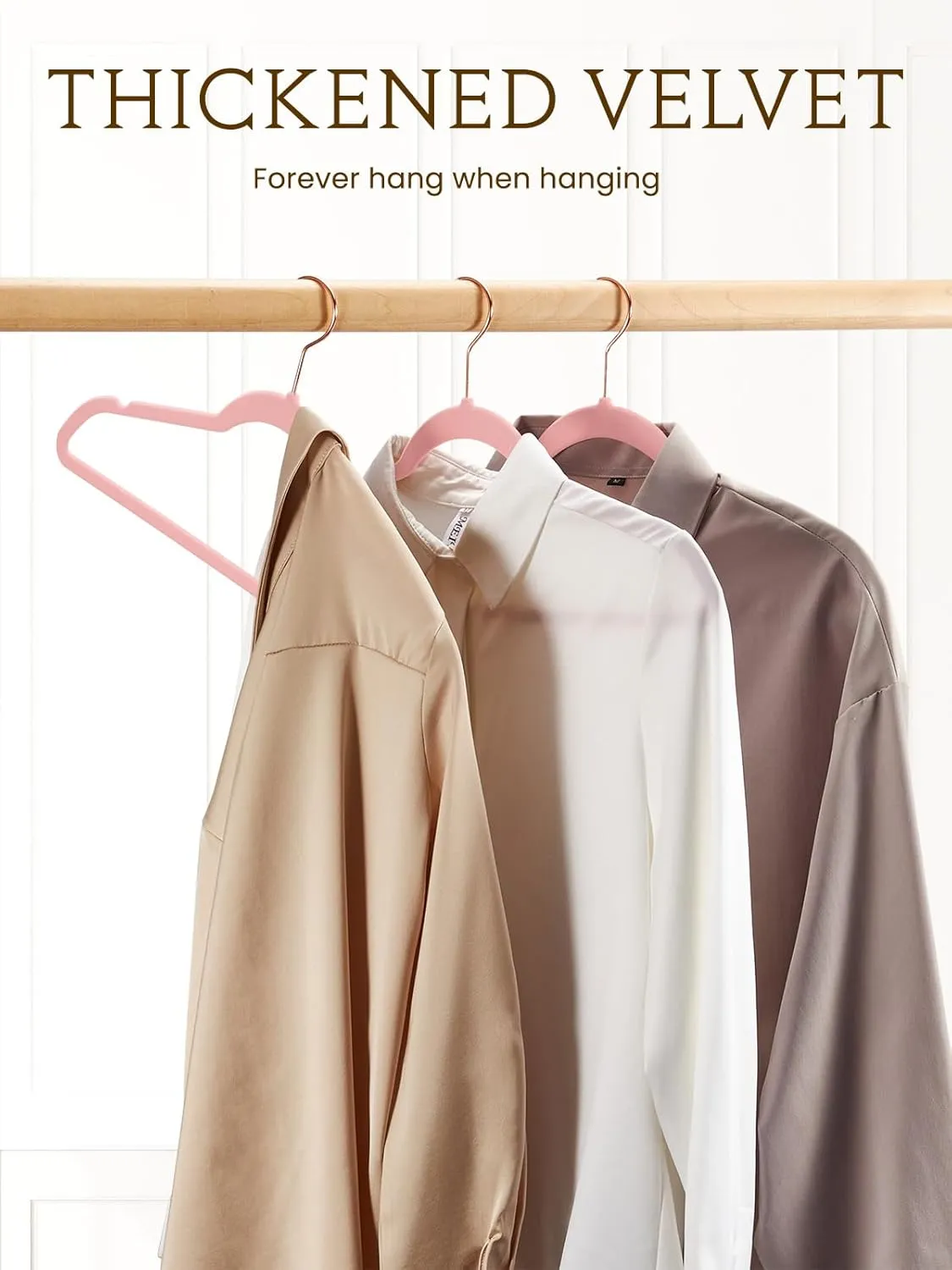 Smartor Pink Velvet Hangers - 50 Pack, Felt Hangers Non Slip Rose Gold Velvet Hangers, Heavy Duty Felt Hanger Flocked Hangers as Coat Hangers, Suit Hangers - Heavy Duty Clothes Hangers Velvet - Pink