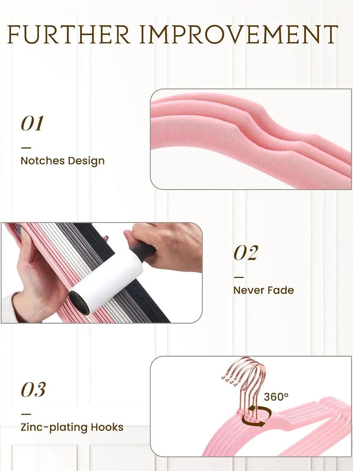 Smartor Pink Velvet Hangers - 50 Pack, Felt Hangers Non Slip Rose Gold Velvet Hangers, Heavy Duty Felt Hanger Flocked Hangers as Coat Hangers, Suit Hangers - Heavy Duty Clothes Hangers Velvet - Pink