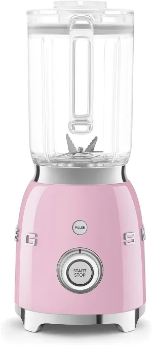 SMEG BLF03 Retro Style Blender – 600W Countertop Blender with 48 oz BPA-Free Jug, 3 Speeds   Pulse, Ice Crush & Smoothie Functions – 50s-Inspired Design-Pink