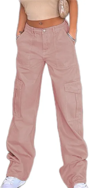SMIDOW Baggy Cargo Pants for Women Relaxed Fit Low Rise Pants Streetwear Stretchy Wide Leg Combat Military Trousers
