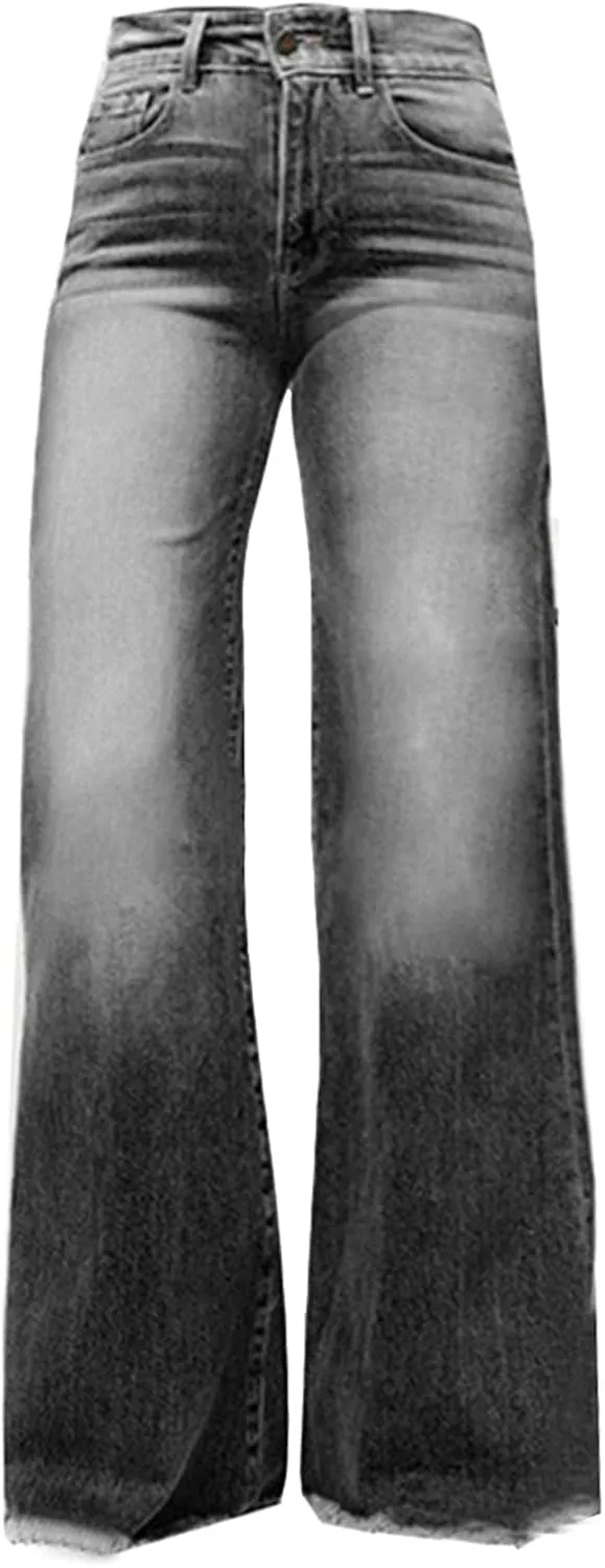 SMIDOW Flare Denim Pants for Women's Bell Bottom Jeans Palazzo Jeans Wide-Leg Pants Fall Fashion Jeans Trousers