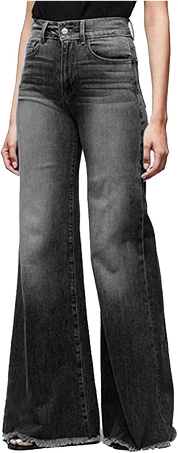 SMIDOW Flare Denim Pants for Women's Bell Bottom Jeans Palazzo Jeans Wide-Leg Pants Fall Fashion Jeans Trousers