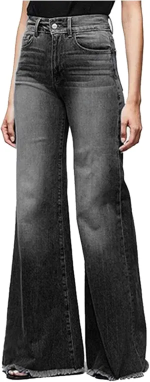 SMIDOW Flare Denim Pants for Women's Bell Bottom Jeans Palazzo Jeans Wide-Leg Pants Fall Fashion Jeans Trousers