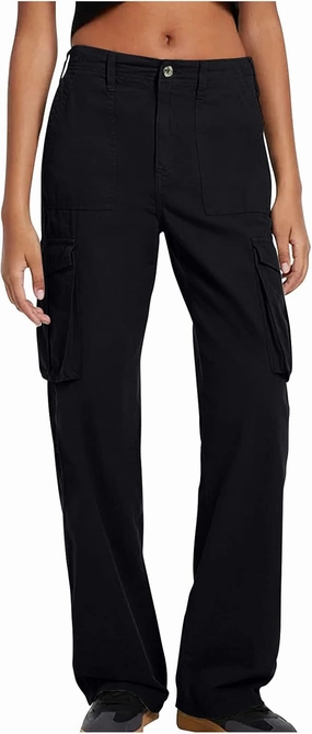 SMIDOW Casual Wide Leg Cargo Pants for Women High Waist Straight Leg Trousers with Pockets Streetwear Stretchy Pants