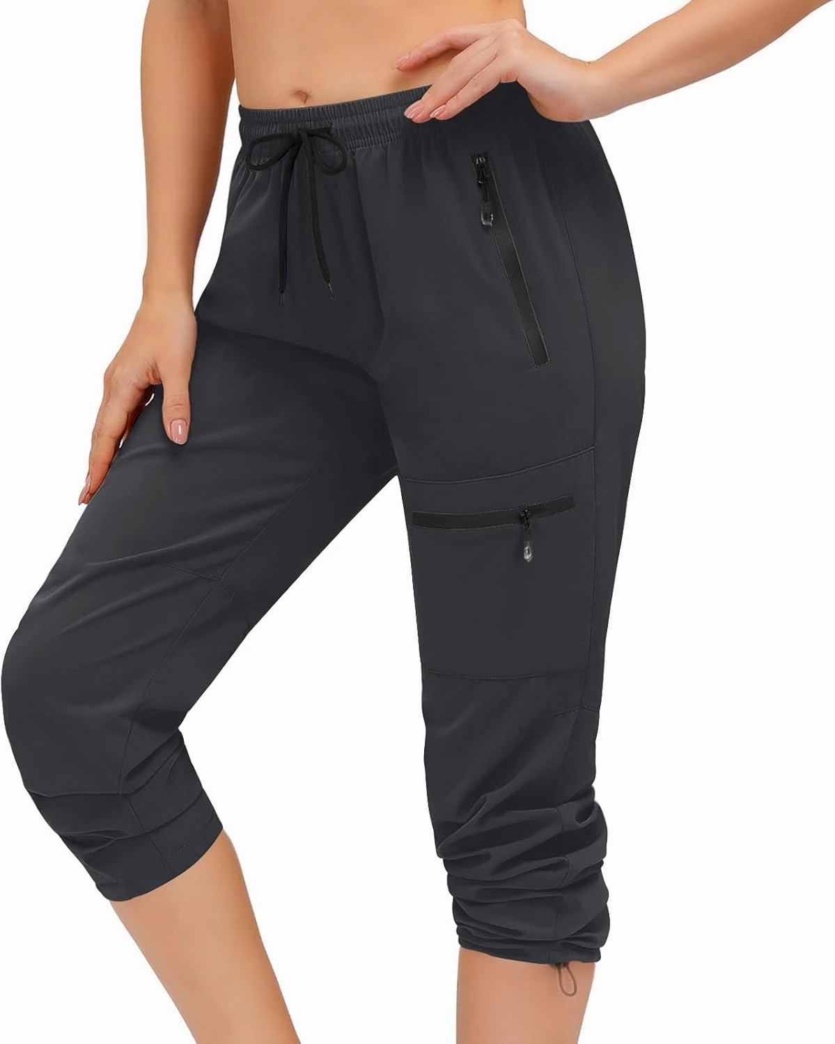 SMIDOW Womens Hiking Cargo Pants Lightweight Quick Dry High Waist Drawstring Jogger Pants Casual Workout Running Sweatpants