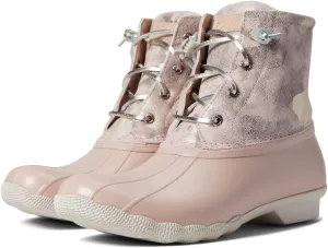 Sperry Womens Saltwater Metallic Camouflage Lace Up Duck Casual Boots Ankle Low Heel 1-2" - Pink