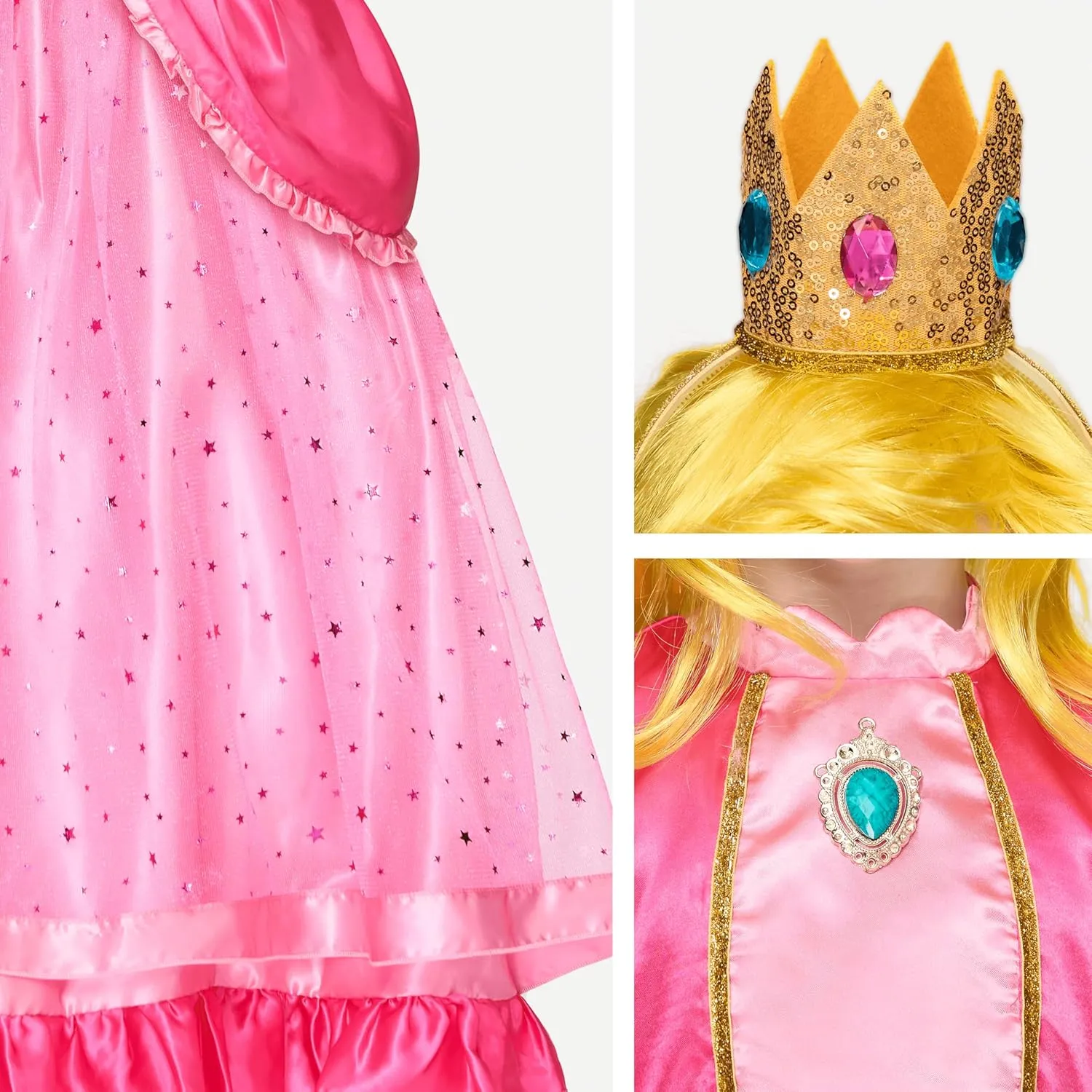 Spooktacular Creations Halloween Pink Peach Princess Dress, Kids Princess Dress Up, Peach Crown Costume for Girls Birthday