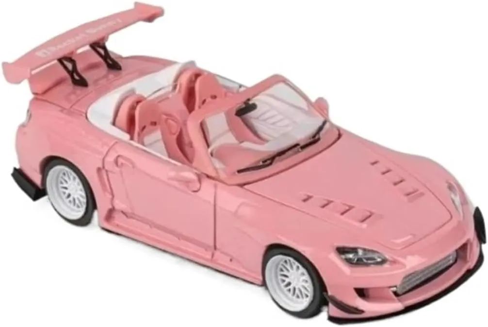 Sports Car Building Kits 1:64 for Honda S2000 S2K Metallic Pink Valentine's Day Special Diecast Diorama Car Model Toys MicroTurbo Pink for Home Or Office Décor