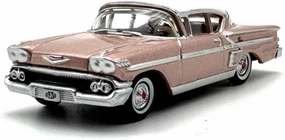 Sports car Metal Model 1:87 Scale Diecast Alloy for Impala Sports Toy Car 1958 Model Pink Classics Nostalgia Adult Collection for Home Décor