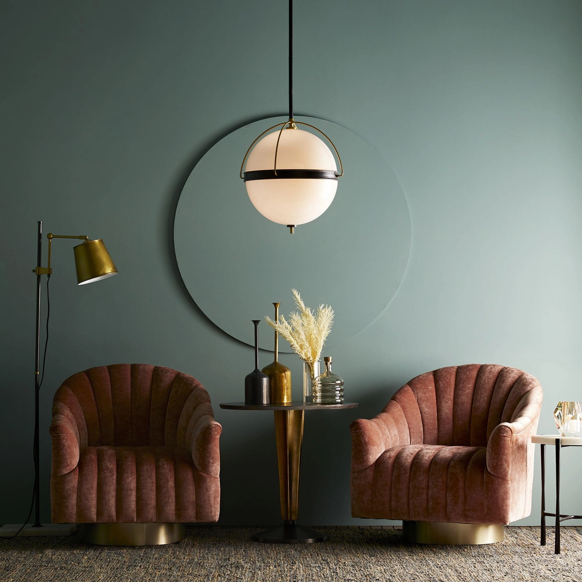 Springsteen Chair Dusty Rose Velvet Swivel