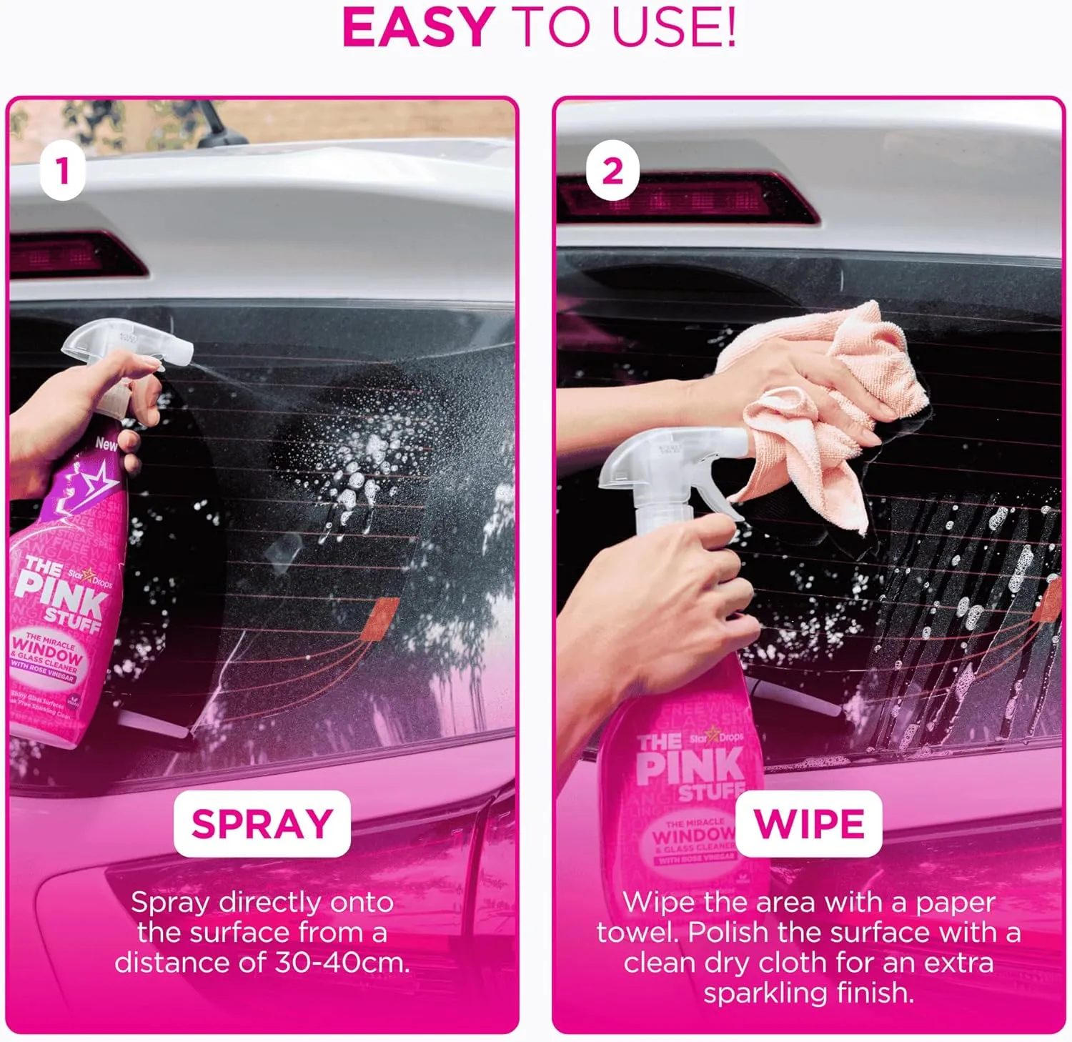 Stardrops - The Pink Stuff - The Miracle Window & Glass Cleaner with Rose Vinegar 3-Pack Bundle (3 Window & Glass Cleaner)