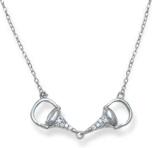 Statement 925 Sterling Silver Horse Necklace with Sparkly Gemstones. Horizontal Horsebit Pendant Necklaces in Silver, 18K Gold, or Rose Gold