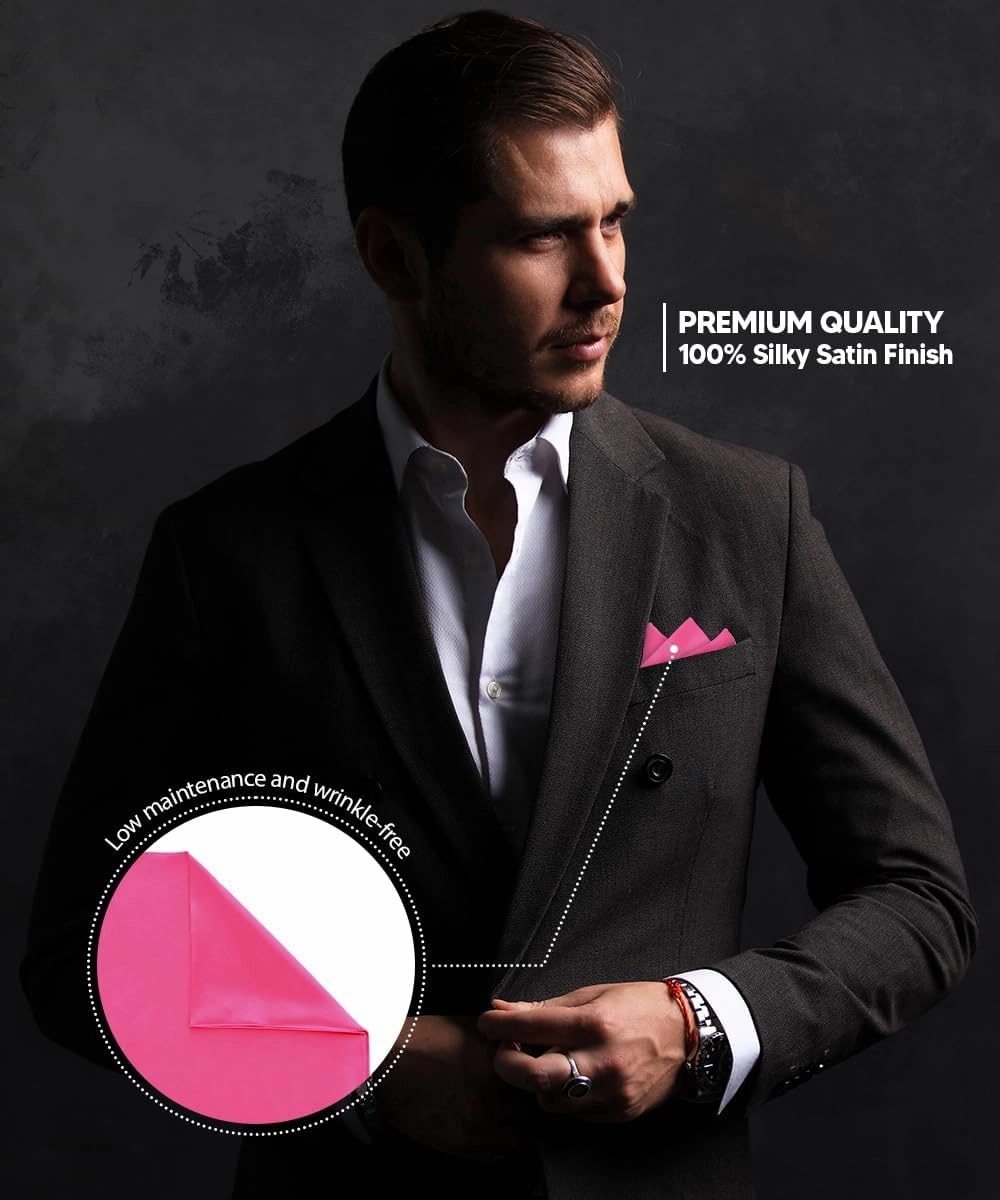 Suit Pocket Square for Men, Silky Satin Solid Men’s Pocket Square