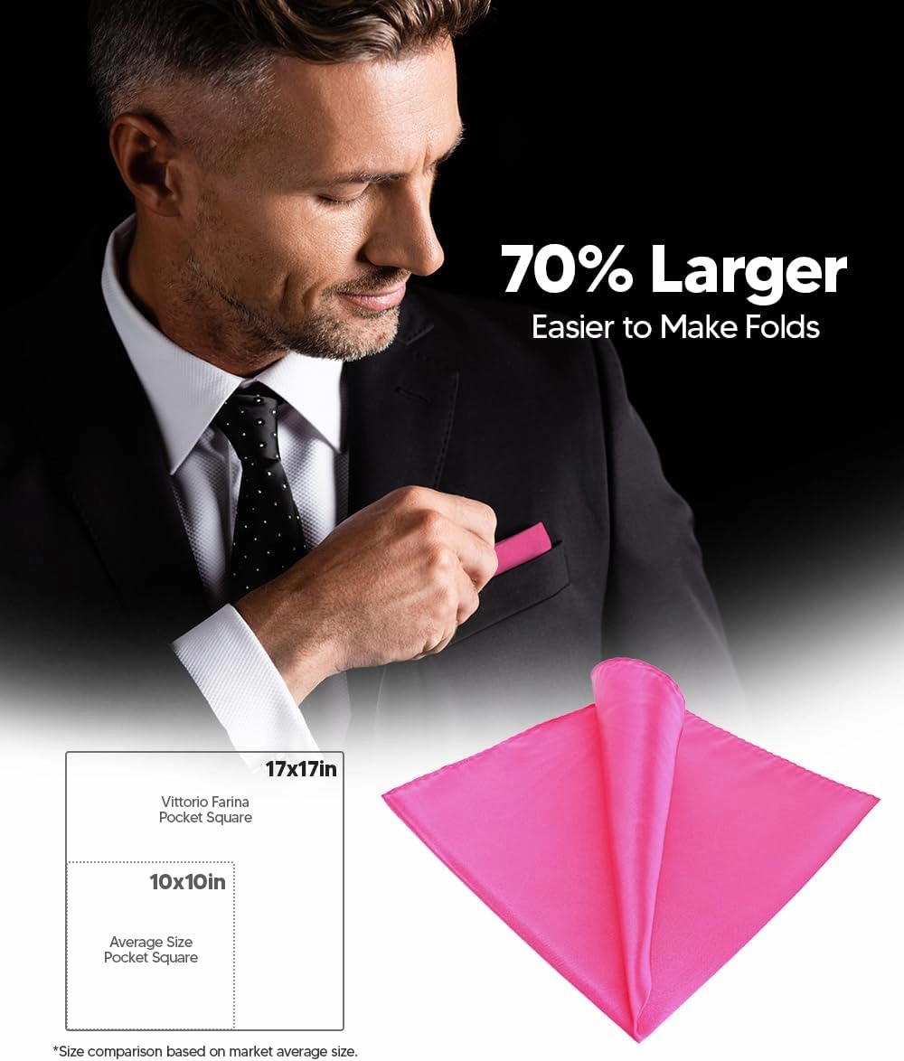 Suit Pocket Square for Men, Silky Satin Solid Men’s Pocket Square