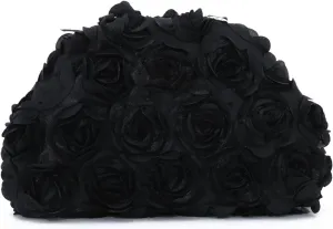 SUKUTU Flower Evening Bag Floral Clutch Bag Satin Handbag with Detachable Strap for Weeding Party Prom