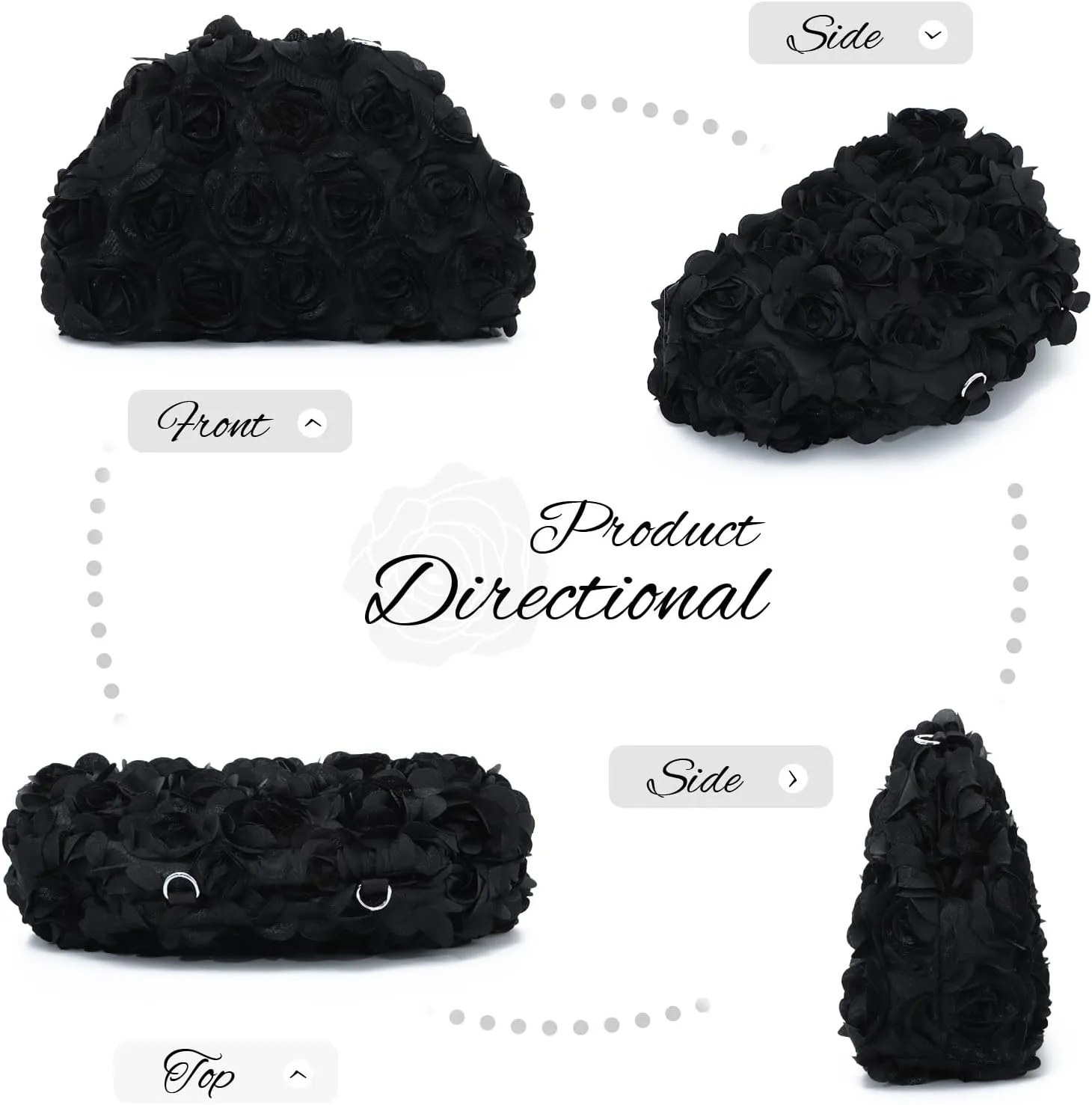 SUKUTU Flower Evening Bag Floral Clutch Bag Satin Handbag with Detachable Strap for Weeding Party Prom