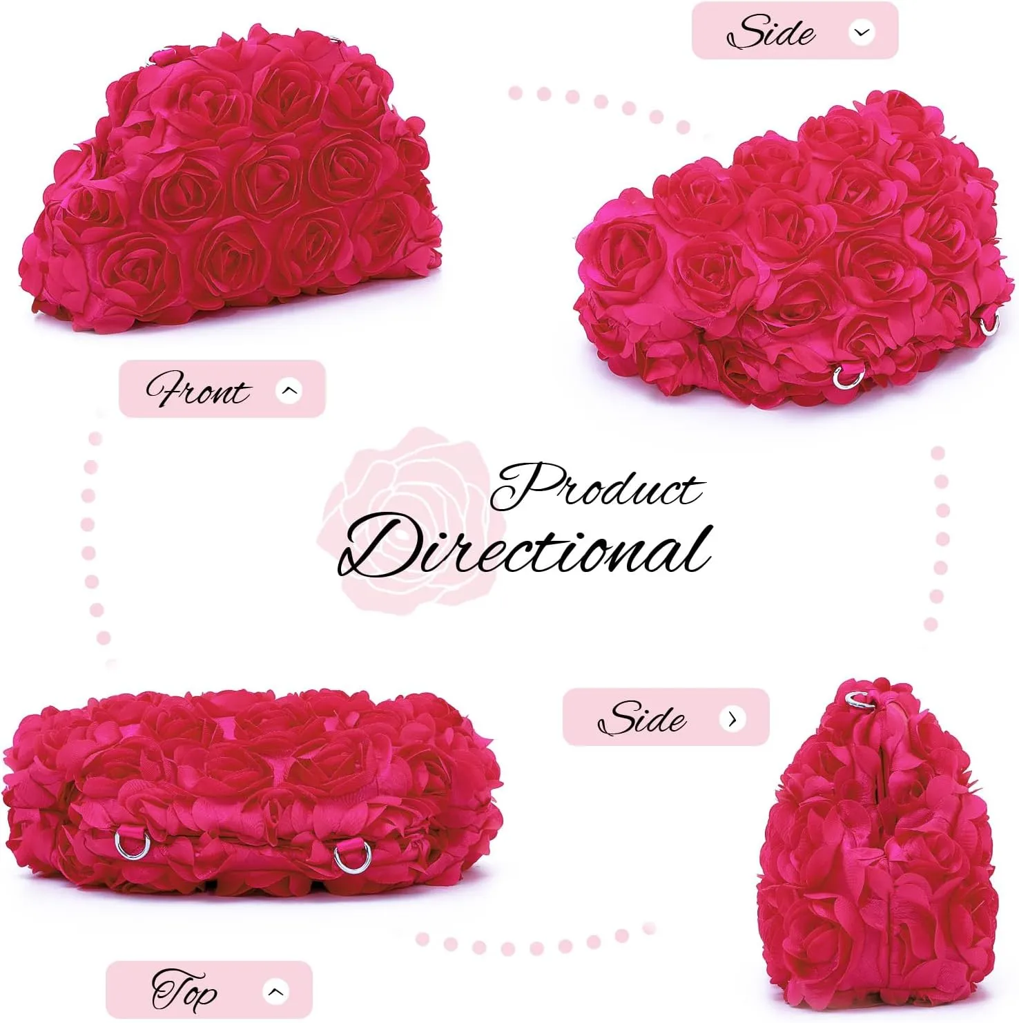 SUKUTU Flower Evening Bag Floral Clutch Bag Satin Handbag with Detachable Strap for Weeding Party Prom