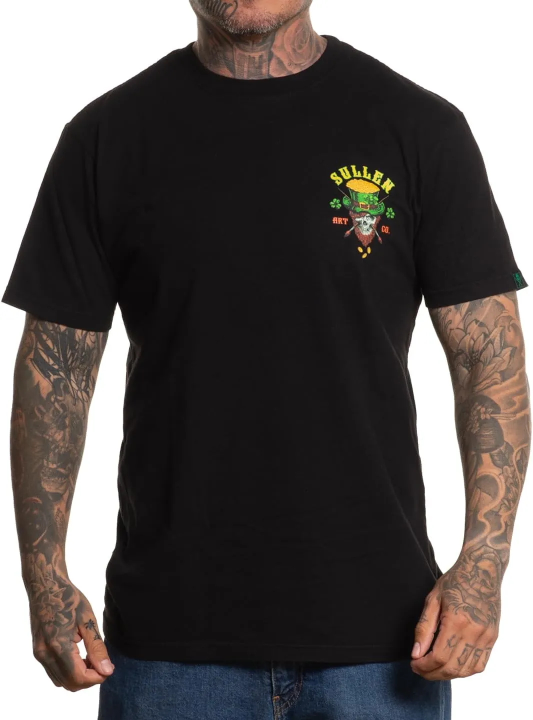 Sullen Men's Luck Badge St. Patricks Day Capsule Tattoo Lifestyle Graphic Premium Short Sleeve Tee Black